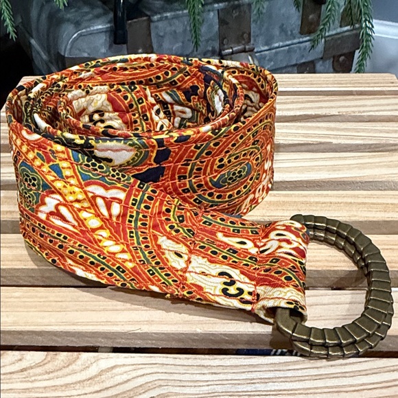 J. Crew Accessories - J.Crew Preppy Silk Belt Orange Paisley Statement Belt